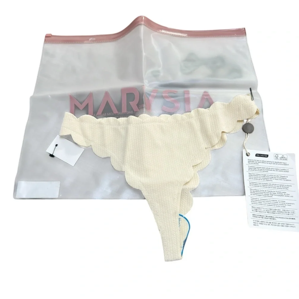 NWT Marysia Bikini Bottom North Scalloped Cream Bikini Swim Bottom Size …